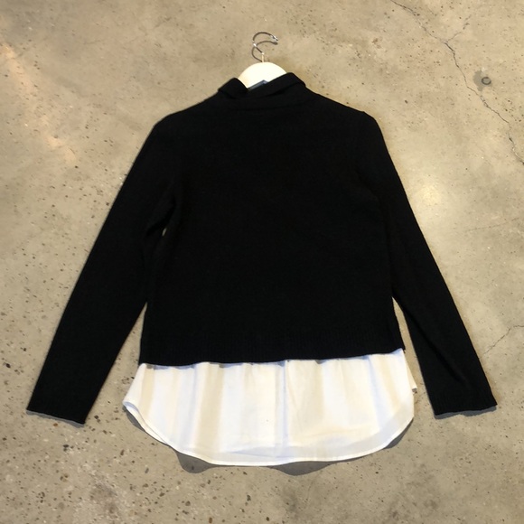 Saks Fifth Avenue Black Wool Blend Twofer Turtleneck Sweater - Picture 2 of 13